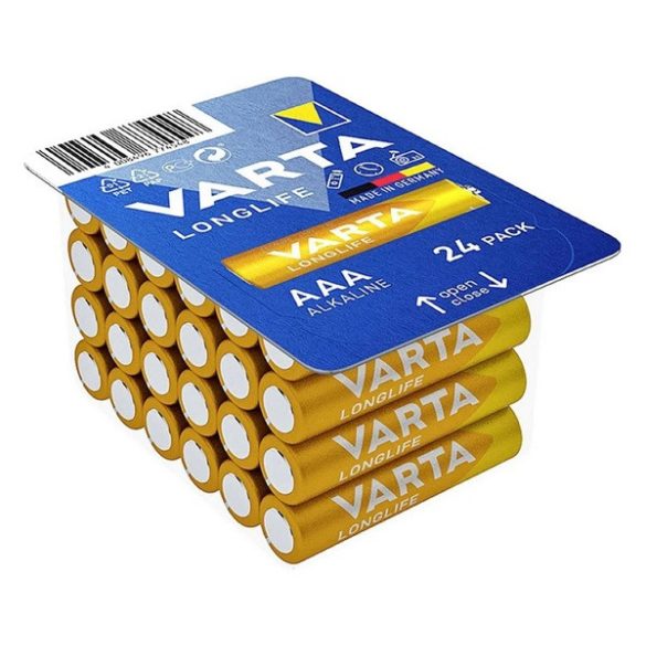 VARTA LONGLIFE tartós elem (AAA, LR03, 1.5V, alkáli) 24db/csomag