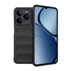 Szilikon telefonvédő (ütésállóság, kameravédő, 3D) FEKETE Realme C61 4G