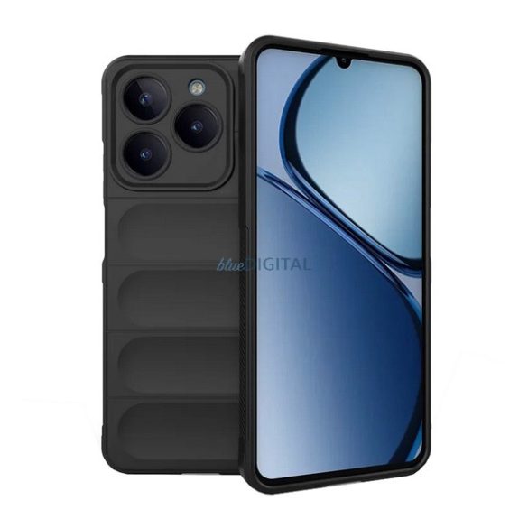 Szilikon telefonvédő (ütésállóság, kameravédő, 3D) FEKETE Realme C61 4G