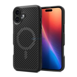   SPIGEN CORE ARMOR MAG szilikon telefonvédő (ütésállóság, kameravédő, csíkos, MagSafe) FEKETE Apple iPhone 16