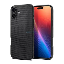  SPIGEN LIQUID AIR szilikon telefonvédő (ütésállóság, légpárnás sarok, rombusz) FEKETE Apple iPhone 16 Plus