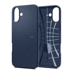   SPIGEN LIQUID AIR szilikon telefonvédő (ütésállóság, légpárnás sarok, rombusz) SÖTÉTKÉK Apple iPhone 16 Plus