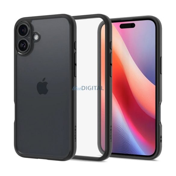 SPIGEN ULTRA HYBRID műanyag telefonvédő (ütésállóság, légpárnás keret) ÁTLÁTSZÓ/FEKETE Apple iPhone 16