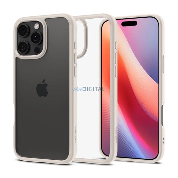 SPIGEN ULTRA HYBRID műanyag telefonvédő (ütésállóság, légpárnás keret) TITÁN Apple iPhone 16 Pro