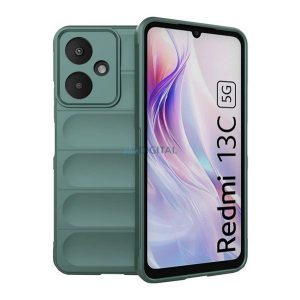 Szilikon telefonvédő (ütésállóság, kameravédő, 3D) SÖTÉTZÖLD Xiaomi Redmi 13C 5G