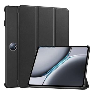 Tok álló, bőr hatású (aktív FLIP, oldalra nyíló, TRIFOLD, asztali tartó) FEKETE OnePlus Pad 2