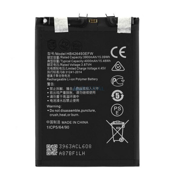 Akku 4000mAh LI-ION (HB426493EFW kompatibilis) Huawei Nova 10, Nova 9 SE