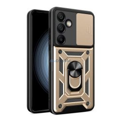   Defender műanyag telefonvédő (ütésállóság, szilikon belső, tartógyűrű, kameravédő) ARANY Samsung Galaxy S24 FE (SM-S721)