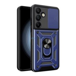   Defender műanyag telefonvédő (ütésállóság, szilikon belső, tartógyűrű, kameravédő) SÖTÉTKÉK Samsung Galaxy S24 FE (SM-S721)