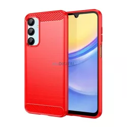   Szilikon telefonvédő (ütésállóság, légpárnás sarok, szálcsiszolt, karbon minta) PIROS Samsung Galaxy A16