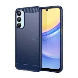   Szilikon telefonvédő (ütésállóság, légpárnás sarok, szálcsiszolt, karbon minta) SÖTÉTKÉK Samsung Galaxy A16
