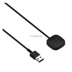   Töltőkábel USB (mágneses, 100cm) FEKETE Fitbit Sense 2, Sense, Versa 4