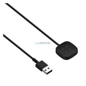 Töltőkábel USB (mágneses, 100cm) FEKETE Fitbit Sense 2, Sense, Versa 4