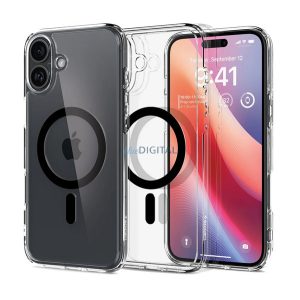 SPIGEN ULTRA HYBRID MAG műanyag telefonvédő (ütésállóság, légpárnás keret, MagSafe) FEKETE Apple iPhone 16