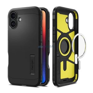 SPIGEN TOUGH ARMOR MAG műanyag telefonvédő (ütésállóság, MagSafe) FEKETE Apple iPhone 16 Plus