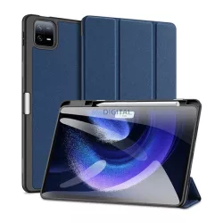   DUX DUCIS DOMO tok álló, bőr hatású (aktív FLIP, oldalra nyíló, TRIFOLD, asztali tartó, ceruza tartó) SÖTÉTKÉK Xiaomi Pad 6