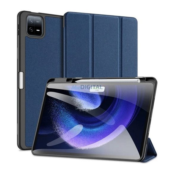 DUX DUCIS DOMO tok álló, bőr hatású (aktív FLIP, oldalra nyíló, TRIFOLD, asztali tartó, ceruza tartó) SÖTÉTKÉK Xiaomi Pad 6