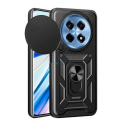   Defender szilikon telefonvédő (ütésállóság, tartógyűrű, kameravédő) FEKETE OnePlus 12R 5g