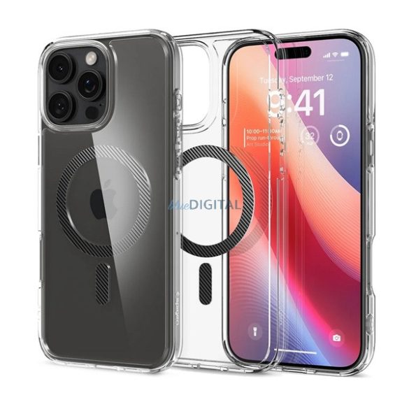 SPIGEN ULTRA HYBRID MAG műanyag telefonvédő (ütésállóság, légpárnás keret, karbon minta, MagSafe) ÁTLÁTSZÓ Apple iPhone 16 Pro Max