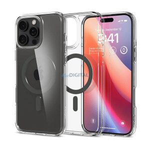 SPIGEN ULTRA HYBRID MAG műanyag telefonvédő (ütésállóság, légpárnás keret, MagSafe) SÖTÉTSZÜRKE Apple iPhone 16 Pro 5G