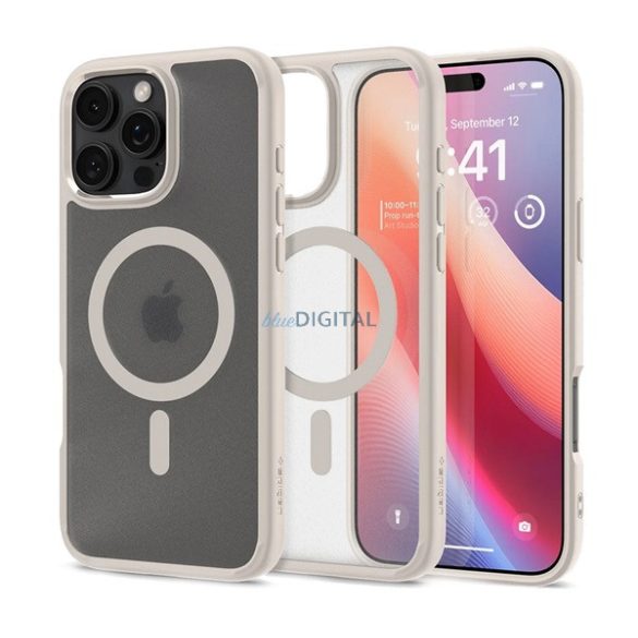 SPIGEN ULTRA HYBRID MAG műanyag telefonvédő (ütésállóság, légpárnás keret, MagSafe) TITÁN Apple iPhone 16 Pro