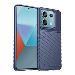 Szilikon telefonvédő (ütésállóság, csíkos, dombor minta) SÖTÉTKÉK Xiaomi Redmi Note 13 Pro 5G, Poco X6 5G