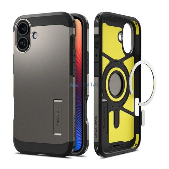 SPIGEN TOUGH ARMOR MAG műanyag telefonvédő (ütésállóság, MagSafe) SÖTÉTSZÜRKE Apple iPhone 16