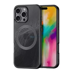   DUX DUCIS AIMO szilikon telefonvédő (ütésállóság, kameravédő, MagSafe, hullám) FEKETE Apple iPhone 16 Pro Max