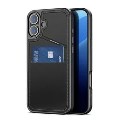   DUX DUCIS RAFI II MAG szilikon telefonvédő (kitámasztó, kártyazseb, RFID, MagSafe) FEKETE Apple iPhone 16 Plus