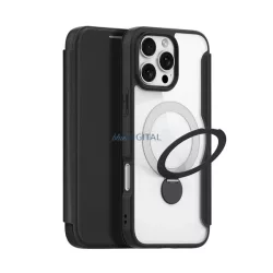   DUX DUCIS SKIN X PRO tok álló, bőr hatású (FLIP, oldalra nyíló, RFID, kitámasztó, MagSafe) FEKETE Apple iPhone 16 Pro Max