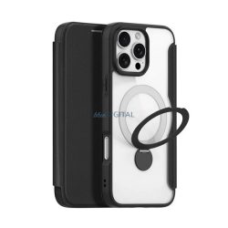   DUX DUCIS SKIN X PRO tok álló, bőr hatású (FLIP, oldalra nyíló, RFID, kitámasztó, MagSafe) FEKETE Apple iPhone 16 Pro