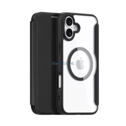   DUX DUCIS SKIN X PRO tok álló, bőr hatású (FLIP, oldalra nyíló, RFID, MagSafe) FEKETE Apple iPhone 16 Plus