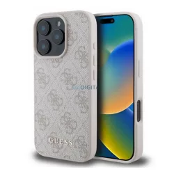   GUESS 4G METAL GOLD LOGO műanyag telefonvédő (textil hátlap) RÓZSASZÍN Apple iPhone 16 Pro Max