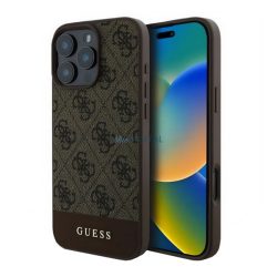   GUESS 4G STRIPE műanyag telefonvédő (textil hátlap) BARNA Apple iPhone 16 Pro