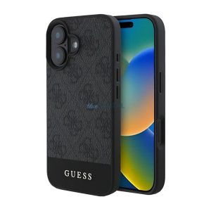 GUESS 4G STRIPE műanyag telefonvédő (textil hátlap) SZÜRKE Apple iPhone 16