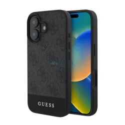   GUESS 4G STRIPE műanyag telefonvédő (textil hátlap) SZÜRKE Apple iPhone 16 Plus