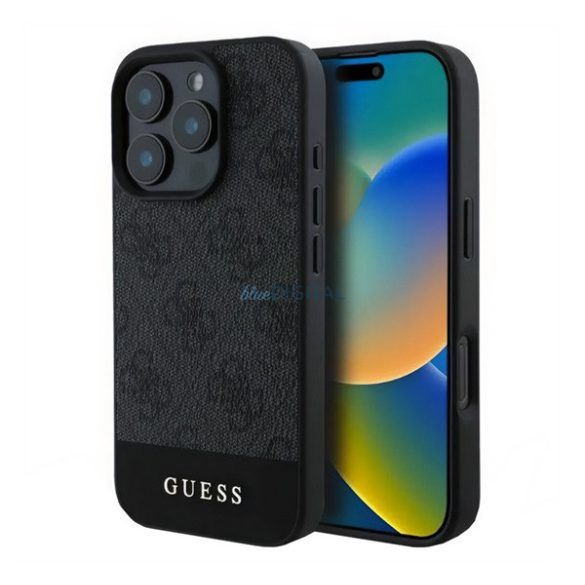 GUESS 4G STRIPE műanyag telefonvédő (textil hátlap) SZÜRKE Apple iPhone 16 Pro