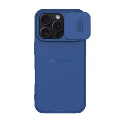  NILLKIN CAMSHIELD PRO szilikon telefonvédő (ütésállóság, kameravédő, csíkos) SÖTÉTKÉK Apple iPhone 16 Pro