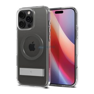 SPIGEN ULTRA HYBRID S műanyag telefonvédő (ütésállóság, légpárnás keret, kitámasztó, MagSafe) SÖTÉTSZÜRKE Apple iPhone 16 Pro