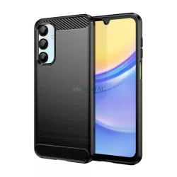   Szilikon telefonvédő (ütésállóság, légpárnás sarok, karbon minta) FEKETE Samsung Galaxy A16 (SM-A166)