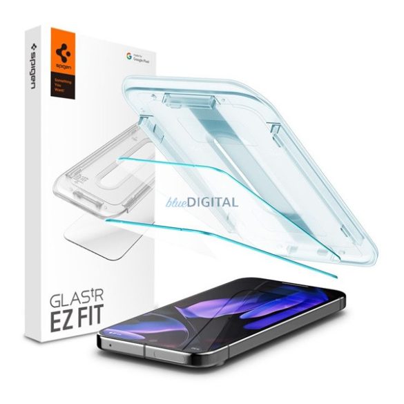 SPIGEN EZ FIT képernyővédő üveg 2db (2.5D, tokbarát, ultravékony, 0.2mm, 9H + segédkeret) ÁTLÁTSZÓ Google Pixel 9 Pro, Pixel 9