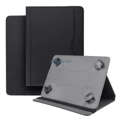   Tok álló, textil hatású (univerzális, FLIP, oldalra nyíló, asztali tartó, gumírozott belső, 10" méret) FEKETE