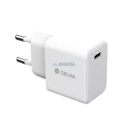   DEVIA GRS hálózati töltő Type-C aljzat (20W, GaN, PD gyorstöltő) FEHÉR