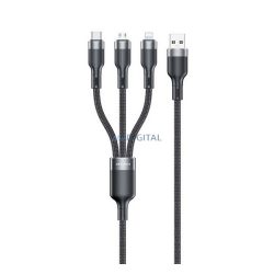   AWEI CL-975 adatkábel 3in1 (USB - lightning/microUSB/Type-C, 100W, gyorstöltő, 120cm) FEKETE