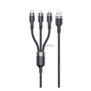 AWEI CL-975 adatkábel 3in1 (USB - lightning/microUSB/Type-C, 100W, gyorstöltő, 120cm) FEKETE