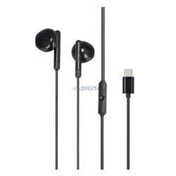   AWEI PC-25T fülhallgató SZTEREO (Type-C, mikrofon, hangerőszabályzó, felvevő gomb) FEKETE