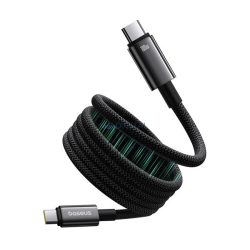   BASEUS TUNGSTEN GOLD MAGNETIC adatkábel (Type-C - Type-C, 100W, PD gyorstöltő, 100cm, mágneses, törésgátló) FEKETE