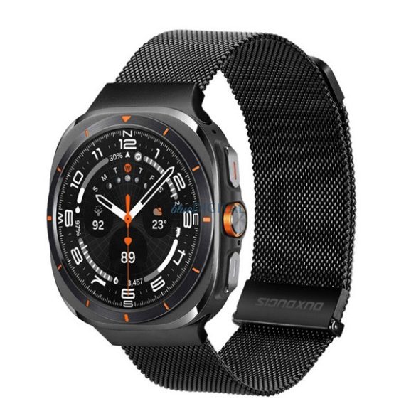 DUX DUCIS pótszíj (egyedi méret, alumínium, milánói, mágneses) FEKETE Samsung Galaxy Watch Ultra eSIM 47mm (SM-L705)