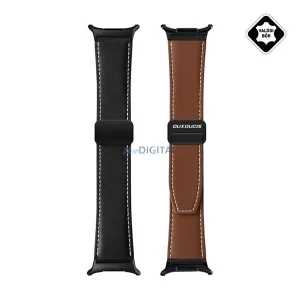 DUX DUCIS YA pótszíj (egyedi méret, valódi bőr, mágneses) FEKETE Samsung Galaxy Watch Ultra eSIM 47mm (SM-L705)