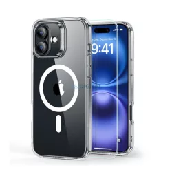   ESR HYBRID HALOLOCK szilikon telefonvédő (ütésállóság, légpárnás sarok, MagSafe + képernyővédő üveg) ÁTLÁTSZÓ Apple iPhone 16 Plus